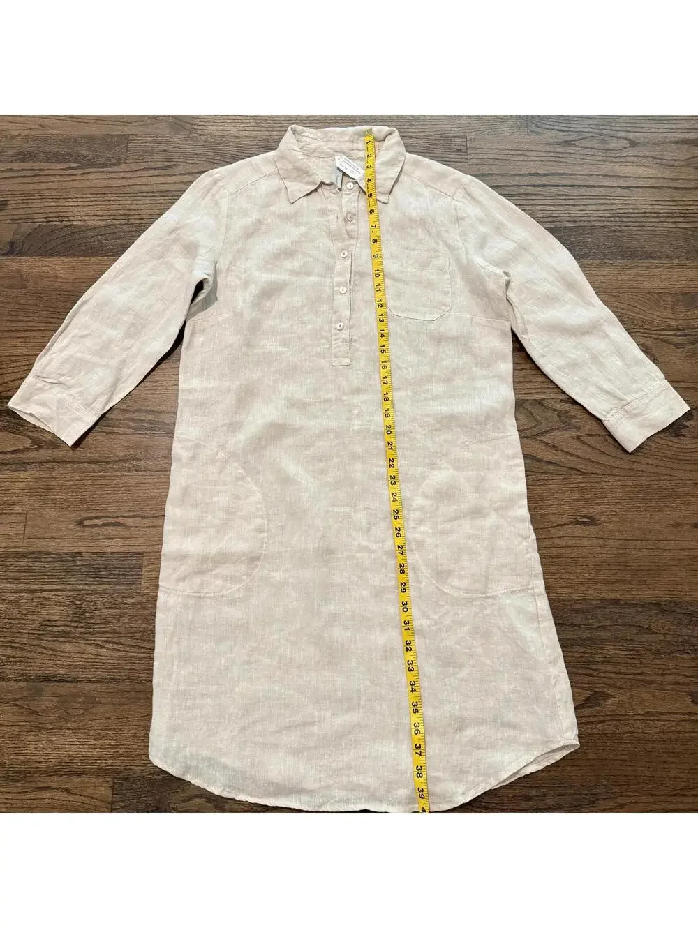 NWT Studio 412 fourTWELVE Classic Linen Beige Shirtdress Small - Picture 6 of 7